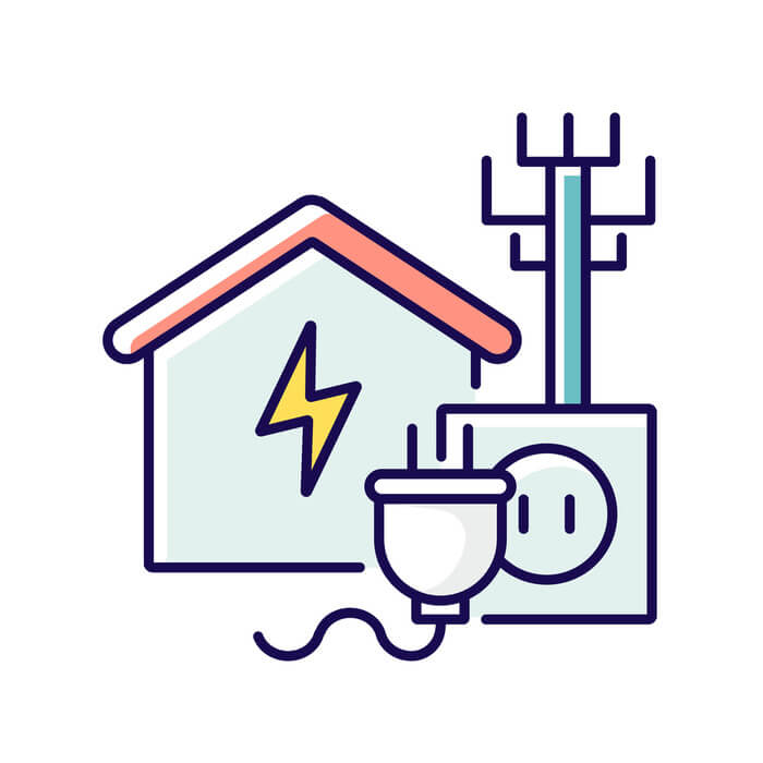 Digital image of a house, outlet, and electrical plug